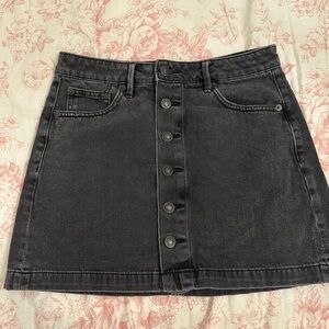 American Eagle Outfitters Charcoal Button-Front Mini Skirt